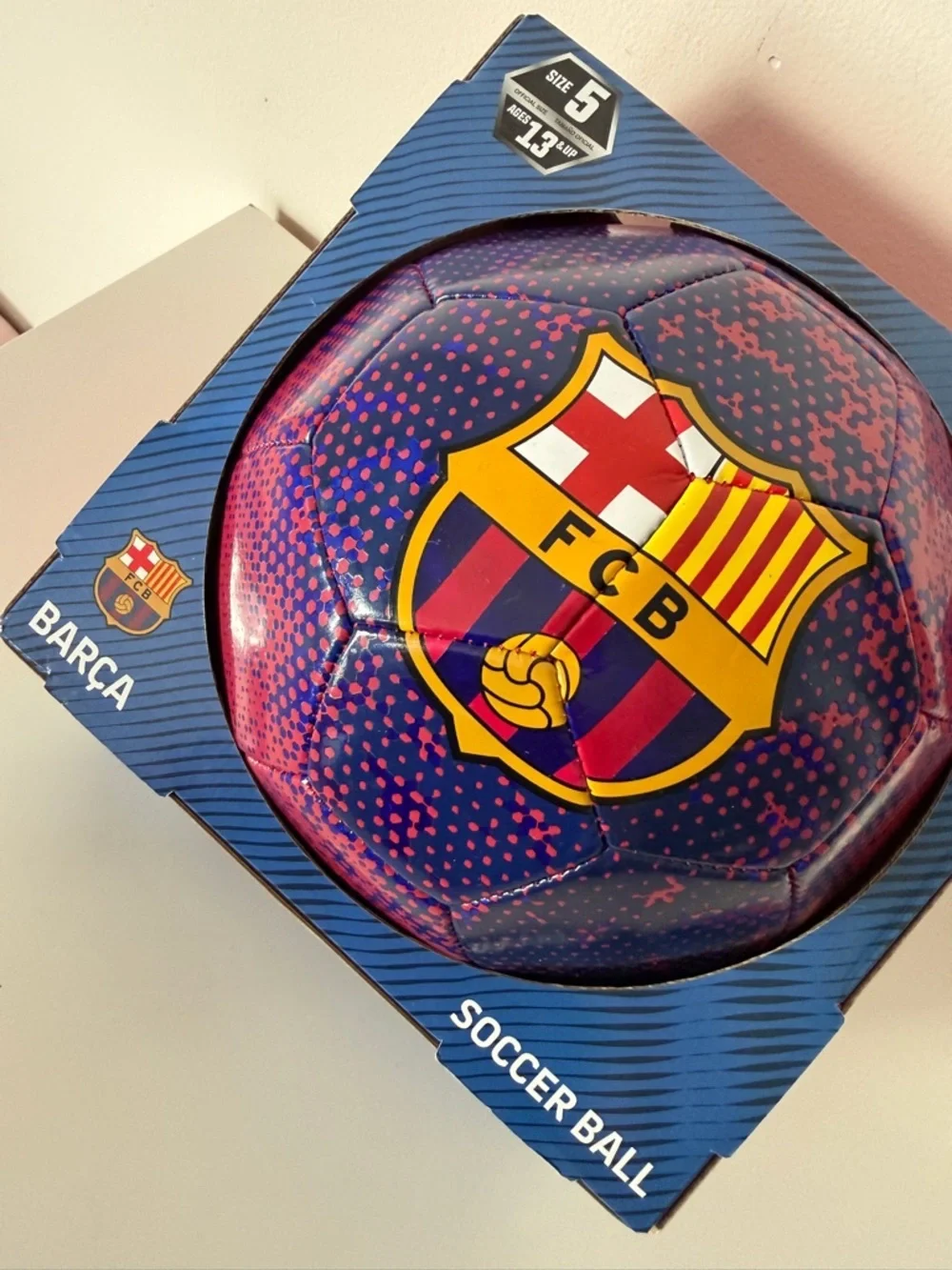 FC Barcelona FCB Logo Soccer Ball in Navy & Pink - Picture 1 of 4